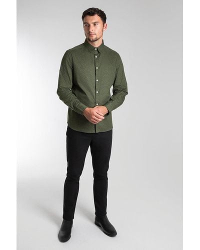 Steel & Jelly Khaki Mini Circle Long Sleeve Printed Shirt - Green