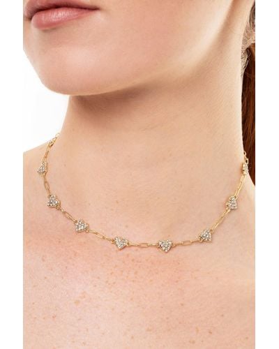 Caramel Jewellery London Gold Multi Heart Sparkly Charm Necklace - Metallic