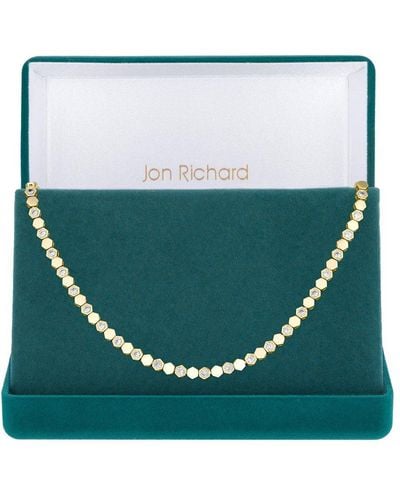 Jon Richard Gold Plated And Cubic Zirconia Tennis Necklace - Gift Boxed - Green
