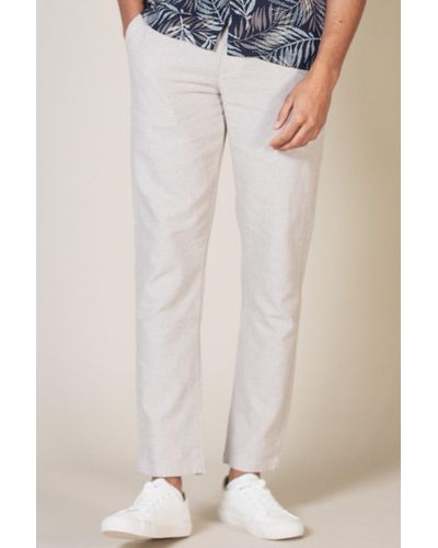 Nines Linen Blend Classic Fit Trousers - Natural