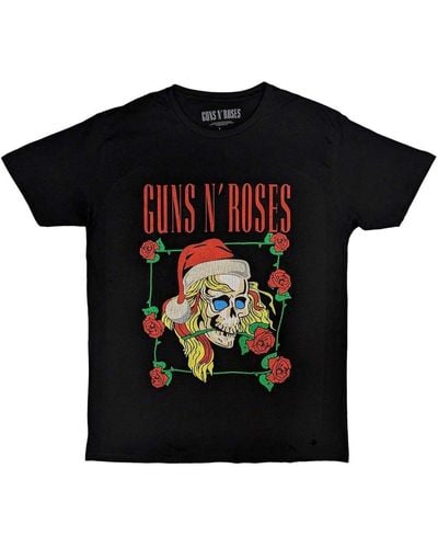 Guns N Roses Holiday Skull Christmas T-shirt - Black