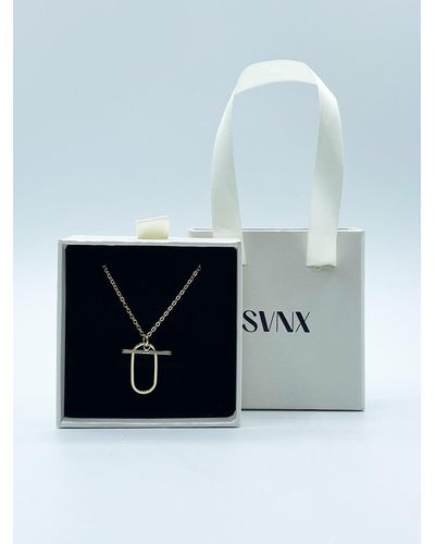 SVNX Clip Bar Necklace In Gold - Blue