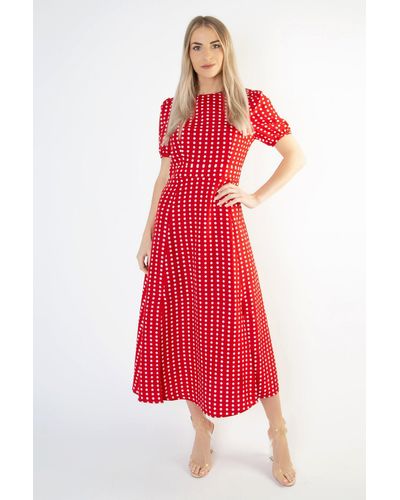 Cutie London Short Sleeve Maxi Dress In Polka Dot - Red