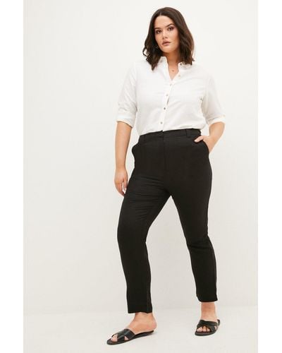 Karen Millen Plus Size Linen Viscose Woven Straight Trouser - Black