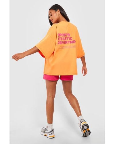 Boohoo Sports Athletic Slogan Oversized T-shirt - Orange