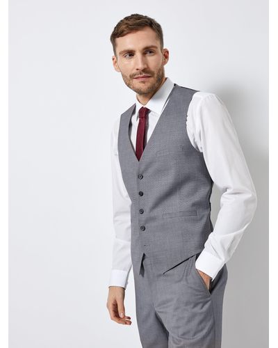 Burton Grey Texture Skinny Fit Suit Waistcoat