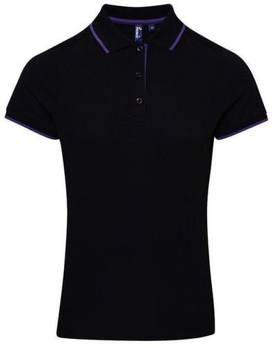 PREMIER Contrast Coolchecker Polo Shirt - Black