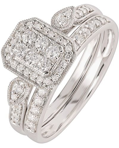 The Fine Collective White Gold Natural Diamond Bridal Ring Set