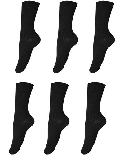 Universal Textiles 100% Cotton Ribbed Socks (6 Pairs) - Black