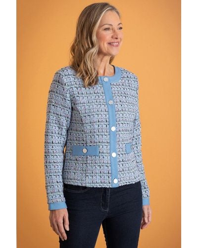 Anna Rose Shimmer Boucle Jacket - Blue