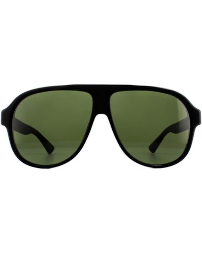 Gucci Aviator Black Rubber Green Sunglasses