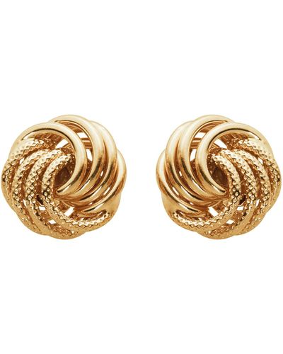 The Fine Collective 9ct Yellow Gold Small Twisted Knot Earrings - Metallic