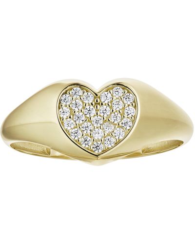 The Fine Collective Cubic Zirconia Heart Signet Ring - Metallic