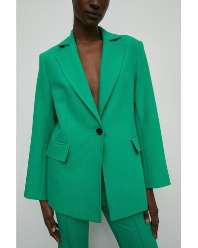Warehouse Single Breasted Notch Collar Modern Blazer Jacket - Green