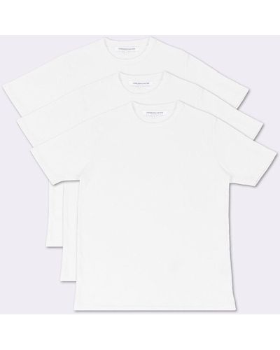Jameson Carter 'element' 3-pack Cotton Plain T-shirts With Rear Rubber Print - White