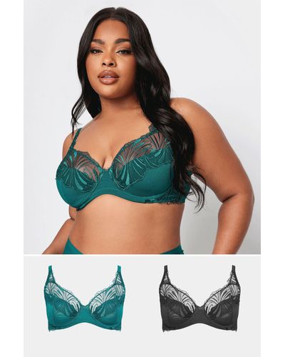 Yours 2 Pack Leaf Embossed Non-padded Bras - Green
