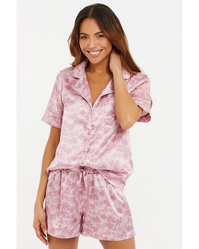 Threadbare 'zoe' Satin Shortie Pyjama Set - Pink