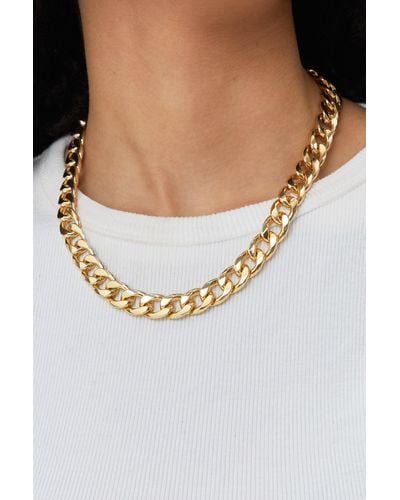 Nasty Gal Chunky Gold Plated Curb Chain Necklace - White
