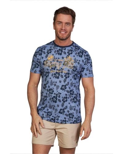 Raging Bull Pattern Print T-shirt - Blue