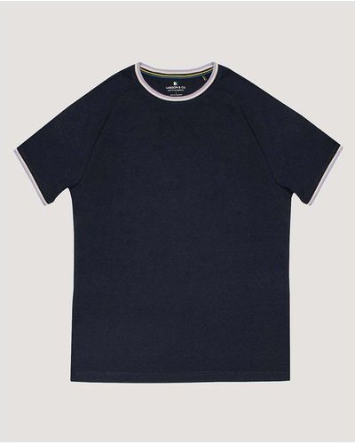 Larsson & Co Navy Contrast Sleeve Rib Detail T-shirt - Blue