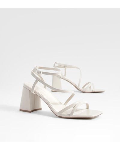Boohoo Double Strap Mid Heel Strappy Sandals - White