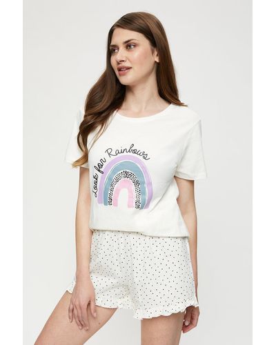 Dorothy Perkins Tall Ivory Rainbow Printed Pyjama Set - White