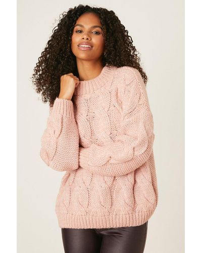 Dorothy Perkins Petite Cable Knitted Jumper - Pink