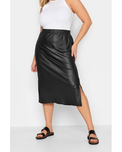 Yours Ribbed Midaxi Skirt - Black