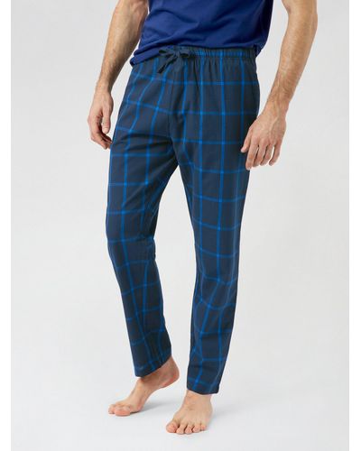 Burton Navy Large Check Print Pyjama Bottoms - Blue