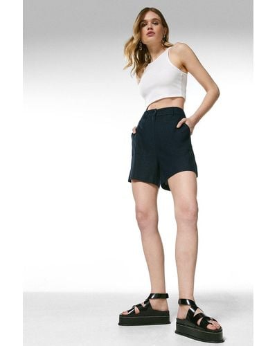 Karen Millen Linen Viscose Woven Shorts - Black