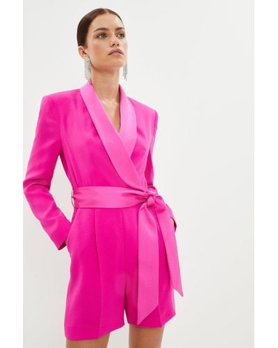 Coast Petite Blazer Wrap Playsuit With Belt - Pink