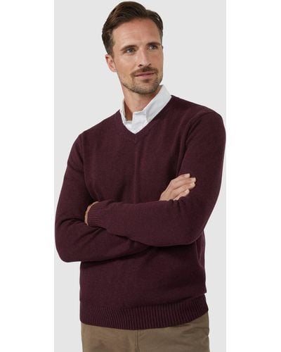 MAINE Pure Cotton Vee Jumper - Red