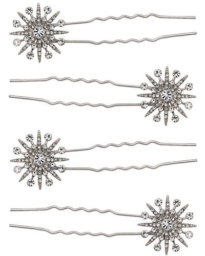 Jon Richard Silver Star Hair Pins - Pack Of 4 - White