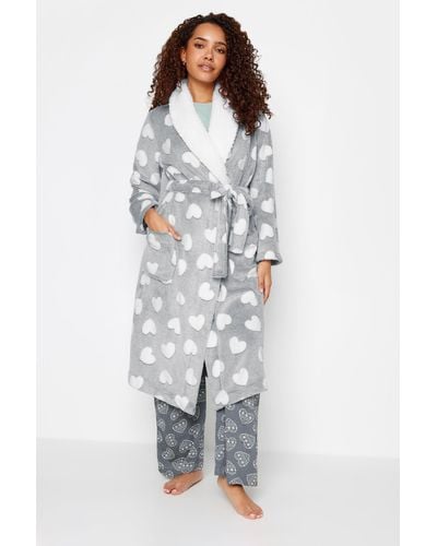 M&CO. Heart Print Dressing Gown - Grey