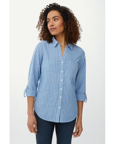 MAINE Wide Stripe Shirt - Blue