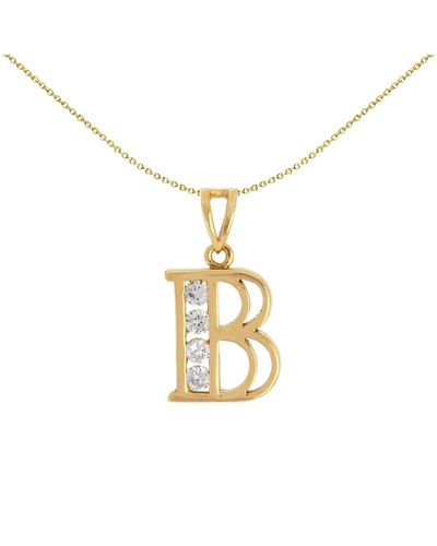 Jewelco London 9ct Gold Cz Identity Initial Charm Pendant Letter B - Jin007-b - Metallic