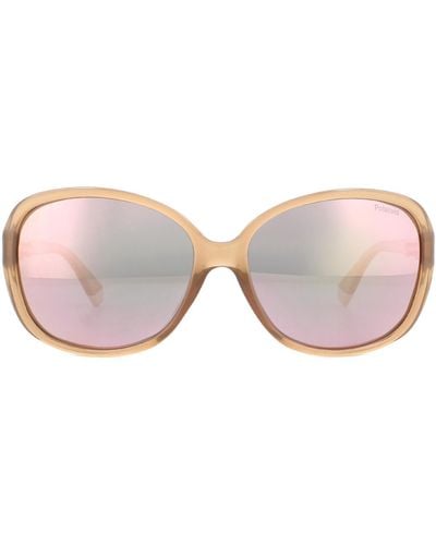 Polaroid Fashion Pink Rose Gold Mirror Polarised Sunglasses - Brown