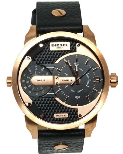 DIESEL Mini Daddy Three Hand Rose Gold Leather Watch Stainless Steel in  Metallic for Men | Lyst UK