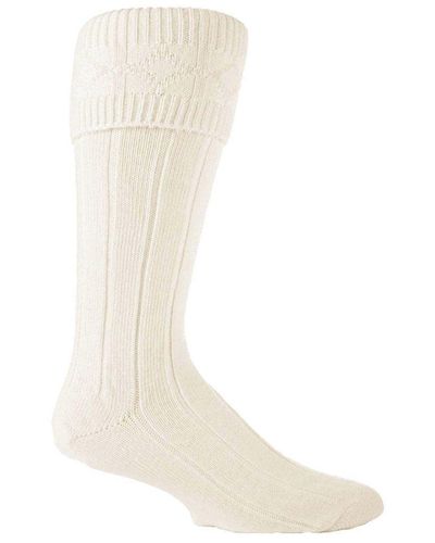 Sock Snob 3 Pairs Knee High Warm Kilt Wool Socks - White
