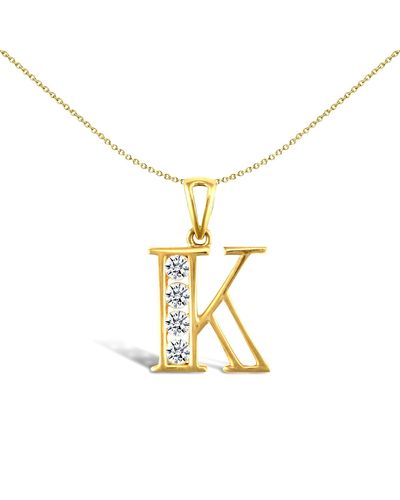 Jewelco London 9ct Gold Cz Identity Initial Charm Pendant Letter K - Jin007-k - Metallic