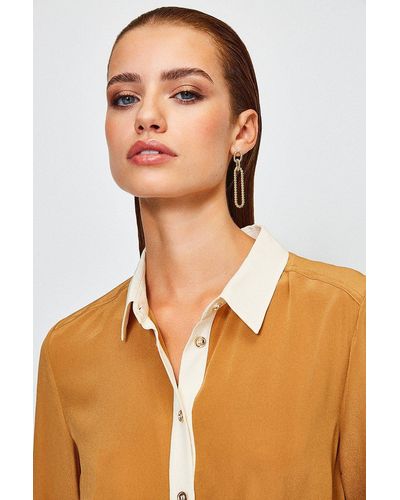 Karen Millen Gold Plated Twisted Drop Earrings - Orange