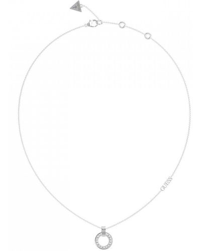 Guess Circle Lights Stainless Steel Necklace - Ubn03159rh - White