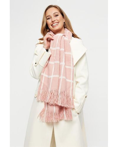 Dorothy Perkins Pink & White Check Blanket Scarf
