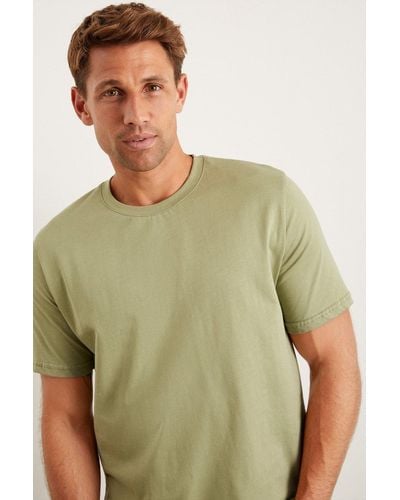 Burton Slim Fit Khaki Short Sleeve Premium Tee - Green