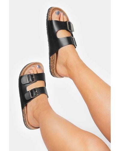 Yours Extra Wide Fit Buckle Strap Footbed Sandals - Black