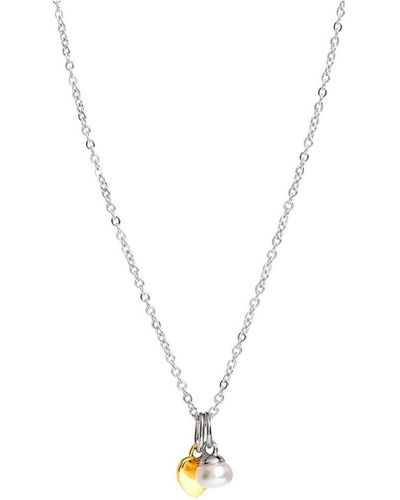 Pure Luxuries Gift Packaged 'fonseca' Rhodium Plated 925 Silver & 18ct Yellow Gold Plated 925 Silver With Freshwater Pearl Necklace - Metallic