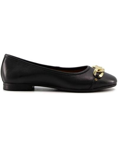 Dune 'hassel' Leather Ballet Court Shoes - Black