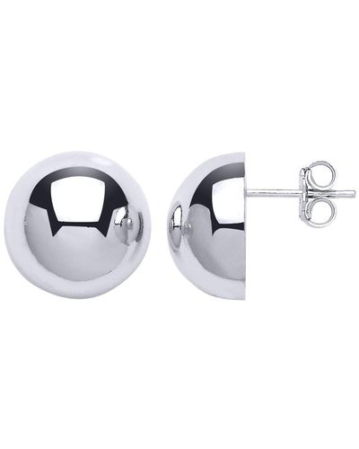 Jewelco London Sterling Silver Hemishere Dome Stud Earrings 10mm - Gve602-10mm - Metallic