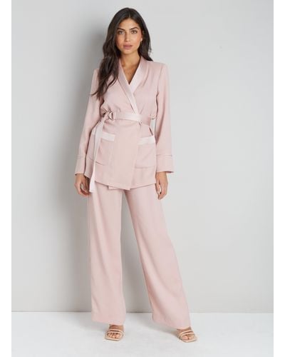 Wallis Oyster Satin Suit Trousers - Pink