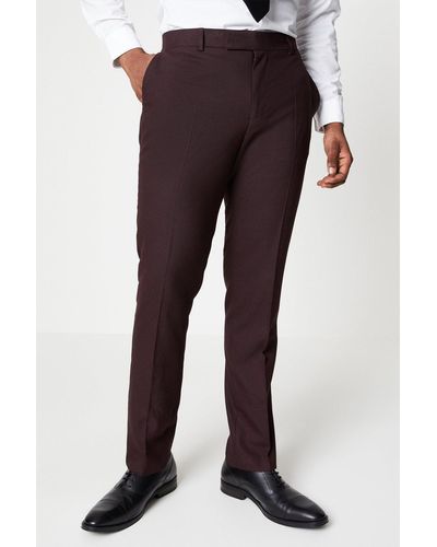 Burton Burgundy Tipped Suit Trouser - Red